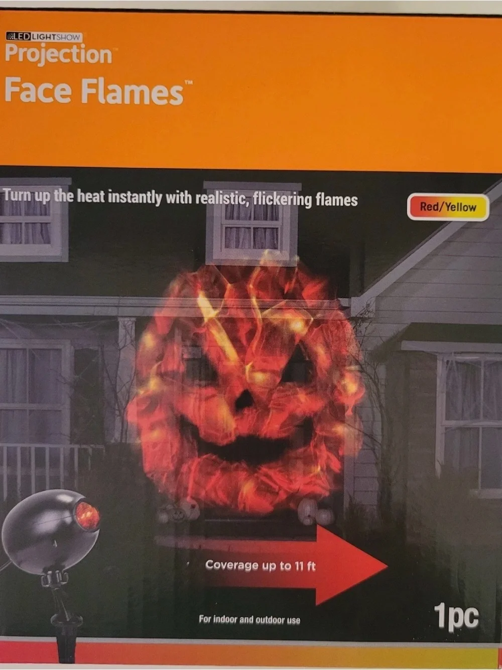 LED Lightshow Projection Face Flames Halloween Projector Red Yellow Fire Holiday